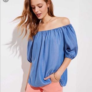 Ann Taylor Loft chambray off the shoulder top, xs